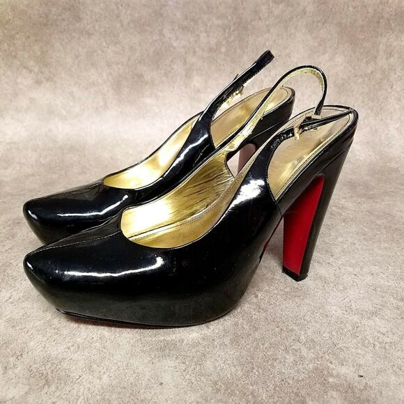 Colin Stuart Womens 714133 Size 8 Black Slip On Slingback 5" Heel Platform Pumps - Picture 3 of 10